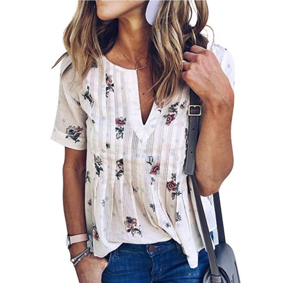 🏆Boho V-Neck Floral Top - Picture 2 of 6